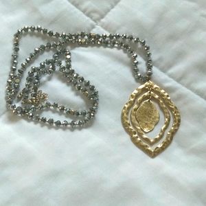 Dangle Brass Hammered Necklace